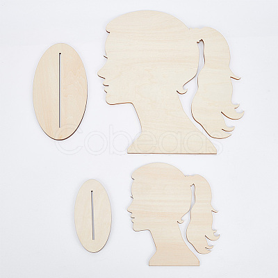 2 Sizes Single Tail Girl Wooden Head Child Silhouette Stands ODIS-WH0030-15D-1