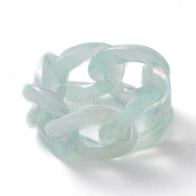 Transparent Acrylic Curb Chain Finger Rings RJEW-JR00312-01-1