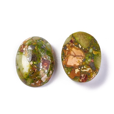 Assembled Synthetic Imperial Jasper and Peridot Cabochons X-G-L502-18x25mm-07-1