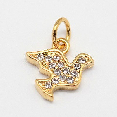 CZ Brass Micro Pave Cubic Zirconia Bird Charms ZIRC-L018-01-1