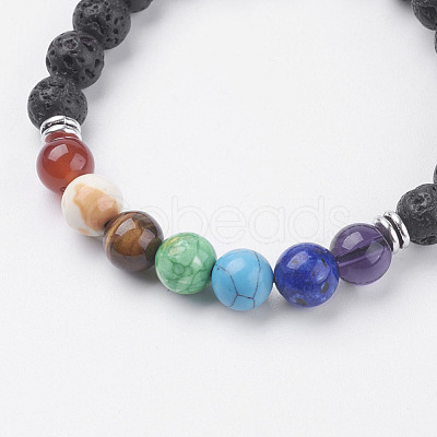 Natural Lava Rock Beads Stretch Bracelets BJEW-I241-13A-1