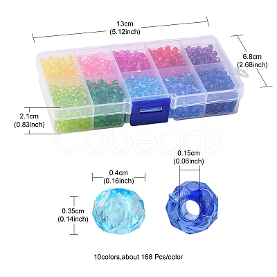 1680Pcs 10 Colors Transparent Acrylic Beads TACR-YW0001-59-1