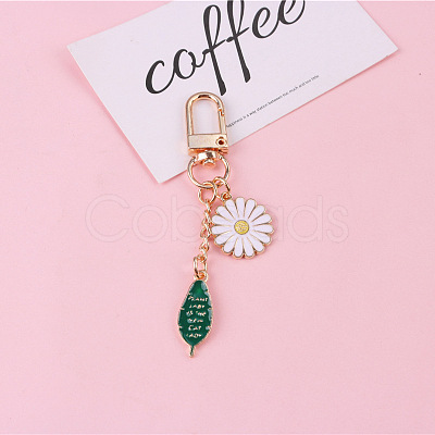 Fashion Flower Leaf Alloy Enamel Keychain HUDU-PW0001-068F-1