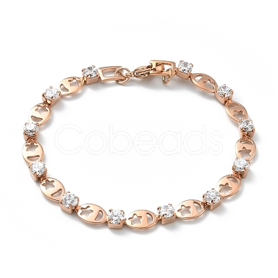 Crystal Cubic Zirconia Tennis Bracelet BJEW-E108-01RG-1