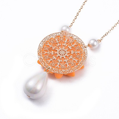 Resin Pendant Necklaces NJEW-JN02430-1