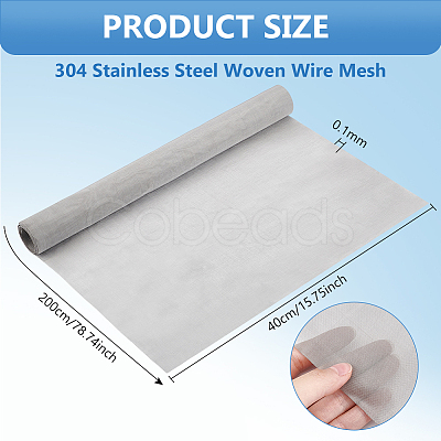 304 Stainless Steel Woven Wire Mesh AJEW-WH0472-79B-1