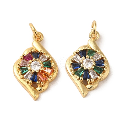 Brass Micro Pave Colorful Cubic Zirconia Pendants KK-R162-044G-1