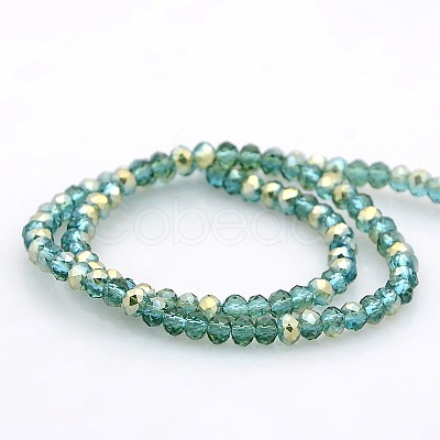 Half Rainbow Plated Faceted Rondelle Glass Beads Strands GLAA-A024B-HR13-1