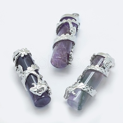 Natural Amethyst Pendants X-G-O163-E11-1