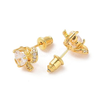 Rack Plating Brass Micro Pave Cubic Zirconia Stud Earrings EJEW-I304-06G-08-1