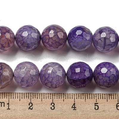 Faceted Natural Dragon Veins Agate Beads Strands G-F447-12mm-L04-1