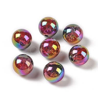 UV Plating Opaque Crackle Two-tone Acrylic Beads MACR-C032-01B-1