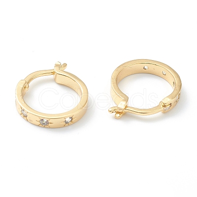 Brass Micro Pave Clear Cubic Zirconia Hoop Earrings EJEW-J101-26G-1