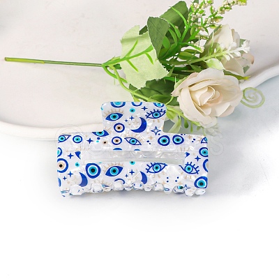 Rectangle with Evil Eye PVC Claw Hair Clips PW-WG515C0-04-1