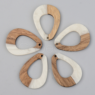 Opaque Resin & Walnut Wood Pendants X-RESI-S389-026A-C04-1