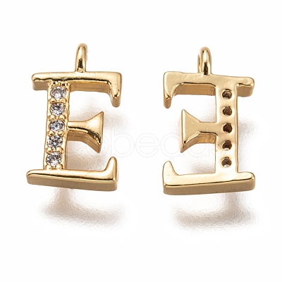 Brass Micro Pave Clear Cubic Zirconia Charms ZIRC-B002-39G-E-1