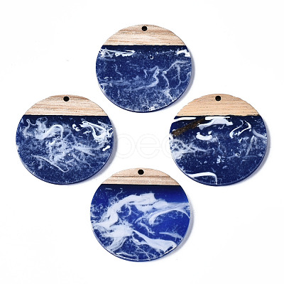 Opaque Resin & Walnut Wood Pendants X-RESI-T035-25-B01-1