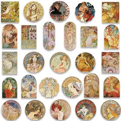 Vintage PVC Self-adhesive Picture Stickers X-STIC-PW0011-26-1