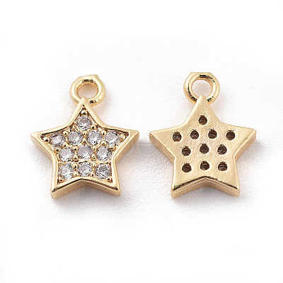 Brass Cubic Zirconia Charms X-KK-S348-439-1