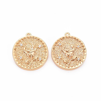 Brass Micro Pave Clear Cubic Zirconia Pendants KK-S364-125-1