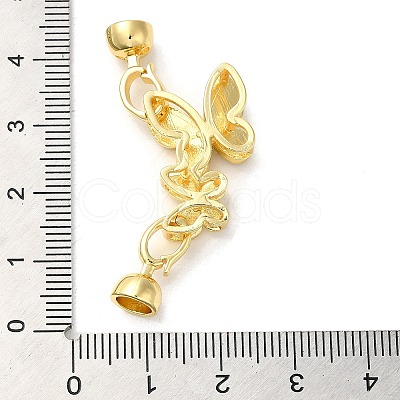 Rack Plating Brass Micro Pave Clear Cubic Zirconia Fold Over Clasps KK-E084-20G-1