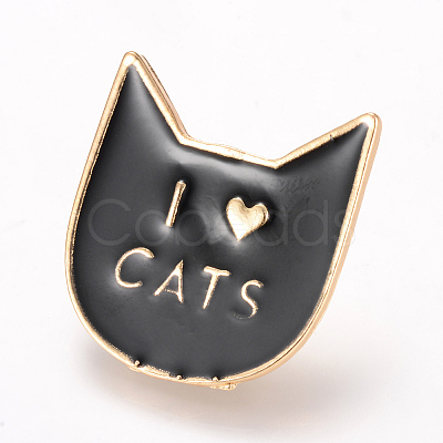 Alloy Enamel Kitten Brooches JEWB-Q026-108KC-1