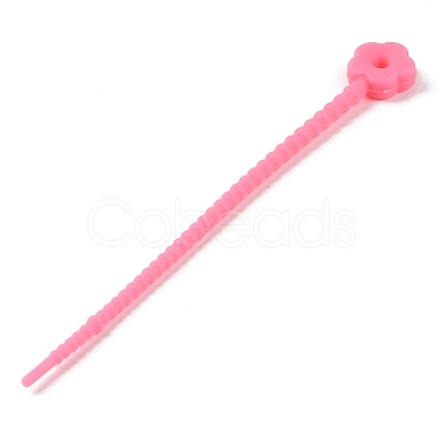 Flower Shape Silicone Cable Zip Ties AJEW-C034-01F-1