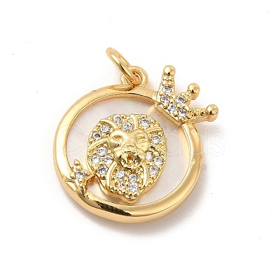 Brass Clear Cubic Zirconia with Shell Pendants KK-G450-02G-11-1