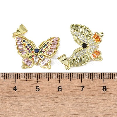 Brass Micro Pave Cubic Zirconia Pendants KK-P266-11G-1