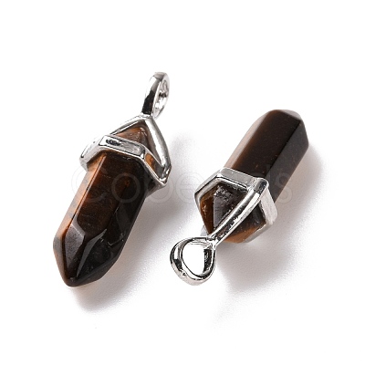 Natural Tiger Eye Pointed Pendants G-K329-43P-1