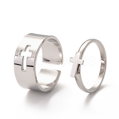 Tarnish Resistant 304 Stainless Steel Finger Rings Sets RJEW-F117-02P-1