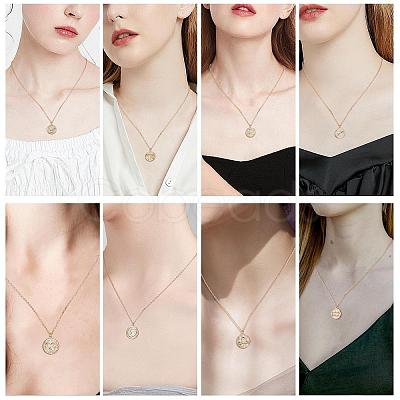 925 Sterling Silver 12 Constellation Necklace Gold Horoscope Zodiac Sign Necklace Round Astrology Pendant Necklace with Zircons Birthday Jewelry Gift for Women Men JN1089D-1