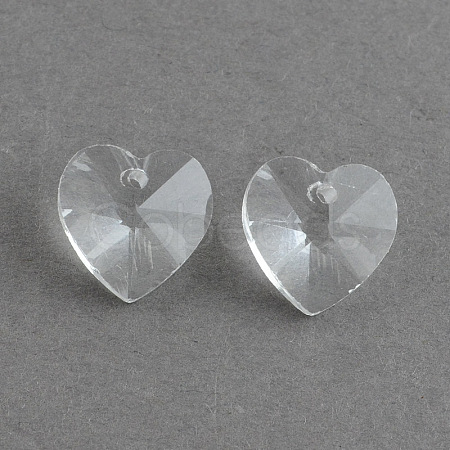 Transparent Glass Heart Pendants X-EGLA-R082-07-1