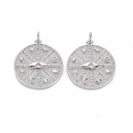 Brass Micro Pave Clear Cubic Zirconia Pendants KK-S356-695-1