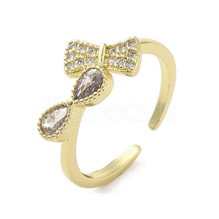 Rack Plating Brass Micro Pave Cubic Zirconia Finger Ring RJEW-C072-33E-G-1