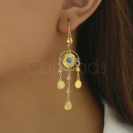 Exquisite Vintage Gold Circle Earrings with Unique Ethnic Style IJ3689-1