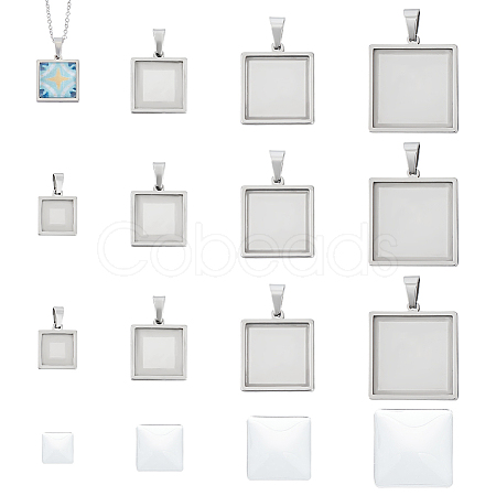 Unicraftale DIY Blank Square Pendant Making Kit DIY-UN0005-47-1