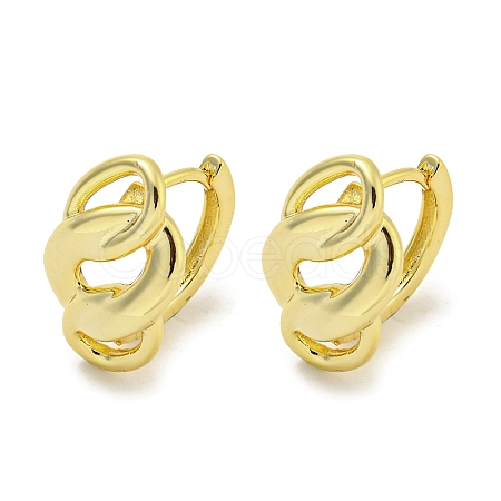 Chain-Shaped Brass Hoop Earrings EJEW-L211-009C-G-1