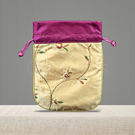 Chinese Style Brocade Drawstring Gift Blessing Bags PW-WG56623-01-1