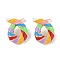 Brass with Enamel Twist Stud Earrings for Women, Lead Free & Cadmium Free, Real 18K Gold Plated, Colorful, 24.5x19.5mm