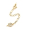 Brass Micro Pave Cubic Zirconia Ends with Chains, Clover, Real 18K Gold Plated, 77mm, Hole: 2.5mm