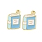 Golden Plated Alloy Enamel Pendants, Cadmium Free & Lead Free, Book Charm, Light Sky Blue, 17x11x1mm, Hole: 1.6mm