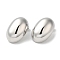 Non-Tarnish 304 Stainless Steel Stud Earrings, Oval, Stainless Steel Color, 25.5x17.5mm