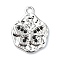 Rack Plating Alloy with Rhinestone Pendants, Butterfly, Platinum, 23x18x3mm, Hole: 2.5mm