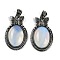 Opalite Pendants, Butterfly Oval Charms, with Antique Silver Tone Alloy Findings, Cadmium Free & Lead Free, 42.5x26x8.5mm, Hole: 4x6mm