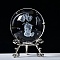 Carving Crystal Ball, Glass Sphere Decoration, with Platinum Tone Alloy Stand, Clear, Bear, 60mm