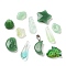 Mixed Styles & Shapes Glass Cabochons/Pendants/Links/Beads, Green, 8~37x6~20x2.5~10.5mm, Hole: 0.5~4mm