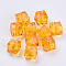 Transparent Acrylic Beads, Faceted, Cube, Orange, 10x10x8mm, Hole: 1.5mm, about 900pcs/500g