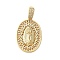 Rack Plating Brass Micro Pave Clear Cubic Zirconia Pendants, Cadmium Free & Lead Free, Long-Lasting Plated, Oval, Real 18K Gold Plated, Virgin Mary, Human, 50x26x3mm, Hole: 6x11mm