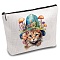 Custom Polycotton Canvas Stroage Bags, Metal Zipper Pouches, Rectangle, Cat Shape, 18x25cm